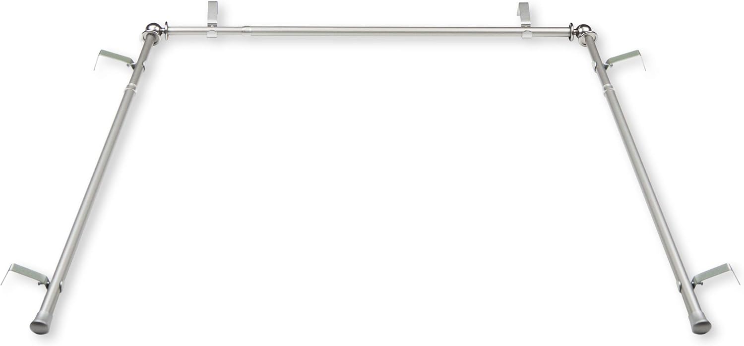 Rod Desyne 5/8 inch Bay Window Curtain Rod, Size: 2 of Side rods: 20-36inches, Center Rod: 38-72inches, Satin Nickel