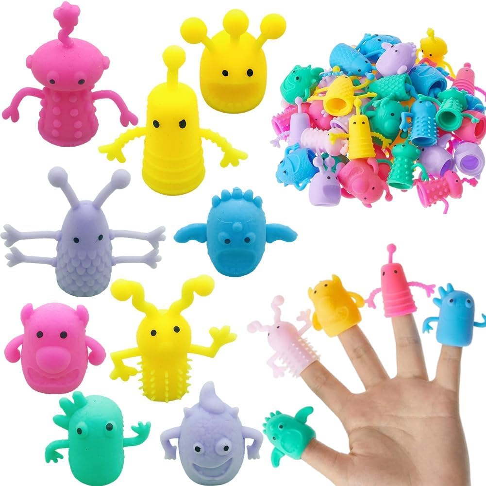 20 PCS Finger Puppets Toys Funny Colorful Monster Stretchy Finger Puppets, for Role Playing Birthday Party Favors Christmas, 6 Random Styles