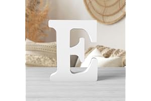 Zaruatu 6 Inch White Wooden Letters Unfinished Wood Letters for Crafts Blank DIY Crafts for Adults Paintable Standing Letters for Wall Wedding Birthday Party Decoration (E)