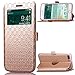 iPhone 7 Plus Case, iPhone 7 Plus Leather Case, Carryberry Quilted Plain Color Window View Function PU Leather Flip Folio Book Style Card Slots Kickstand Wallet Phone Case for iPhone 7 Plus,Gold