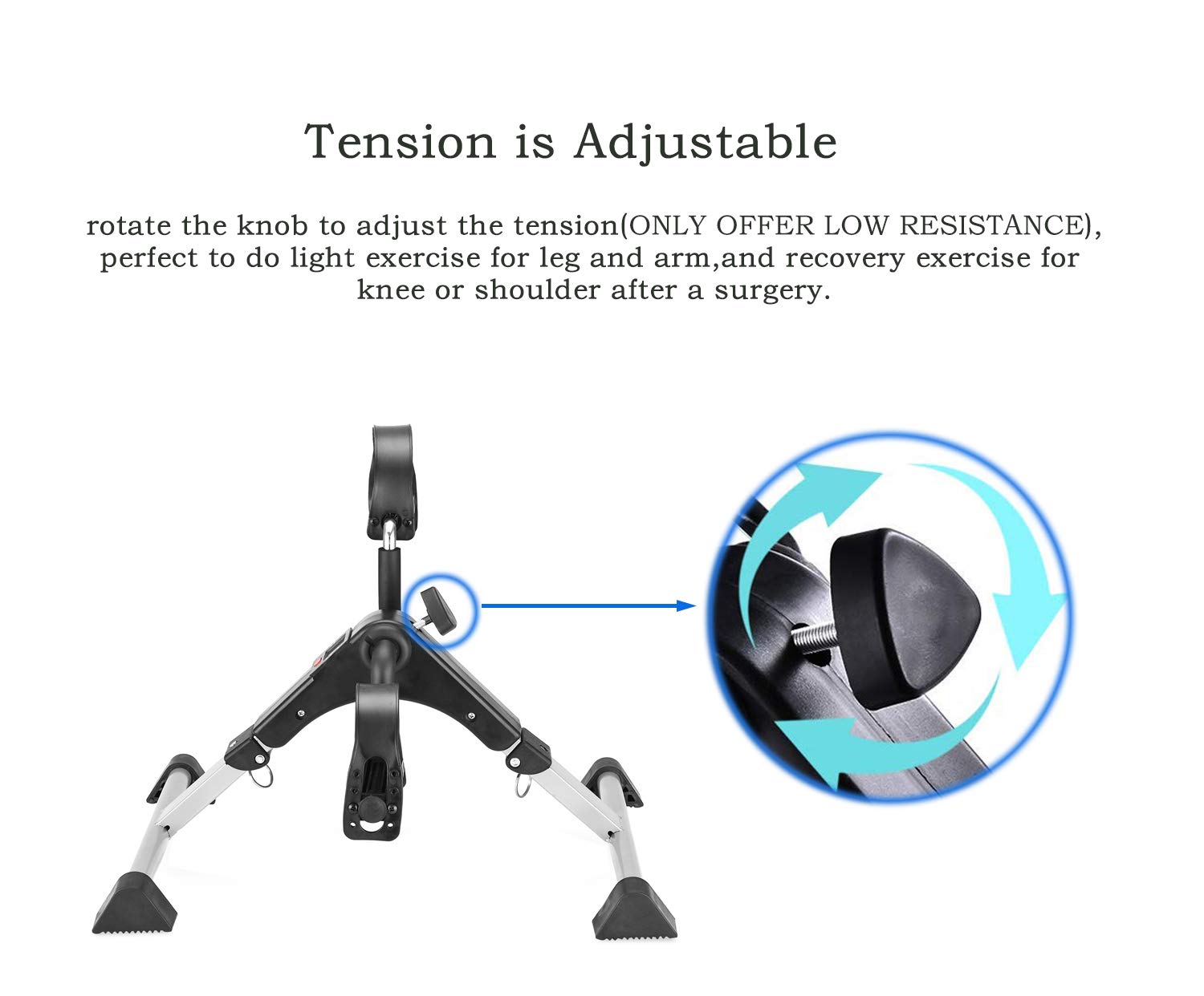 Pedal Exerciser Mini Desk Cycle Exercise Bike with LCD Monitor Foldable (black/grey)