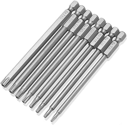 Jteng 8 Pieces Extra Longs Creux Magnetiques Embouts De Tournevis Torx Mis 1 4 Pouce Hex Tige Tournevis Outils Electriques T8 T40 100mm Amazon Fr Bricolage