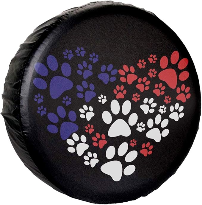 Chen Dog Paw Print Love Spare Tire Cover PVC Leather DustProof for