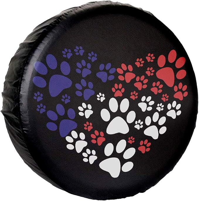 Paw Print Spare Tire Cover For RV, SUV, Truck - 17 Inch Weatherproof Wheel Protector