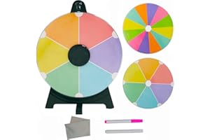 Hooomyai Mini Tabletop Spinning Prize Wheel 12 Inch, Spin Wheel for Prizes with Stand Base, Spinner 6 Color Slots Erasable Surface for Trade Show Carnival Party Fortune Game