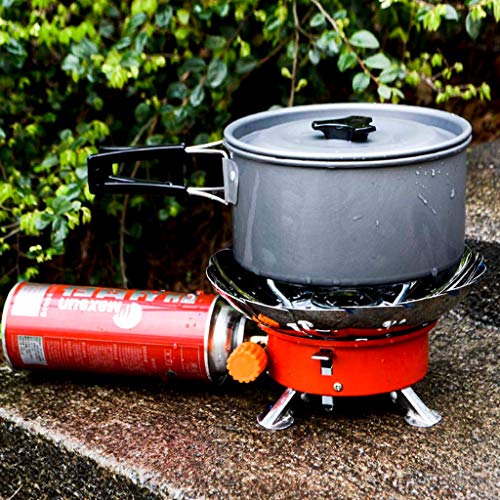 Portable Camping Stove Stainless Steel Windproof Outdoor Picnic-Gas Burner for Outdoor Traveling Picnic BBQ (Sliver) - Thumbnail 2