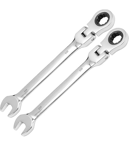 HARFINGTON 2-Pack Flex-Head Ratcheting Wrench Set – 8mm, 180° Rotating Head, 72-Tooth, Chrome Vanadium Steel, Metric Combination Wrench