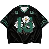 SOLY HUX Men's Graphic Tees Jersey Shirts Number Print Tees Baggy Basketball T-Shirt Streetwear Y2k Clothes