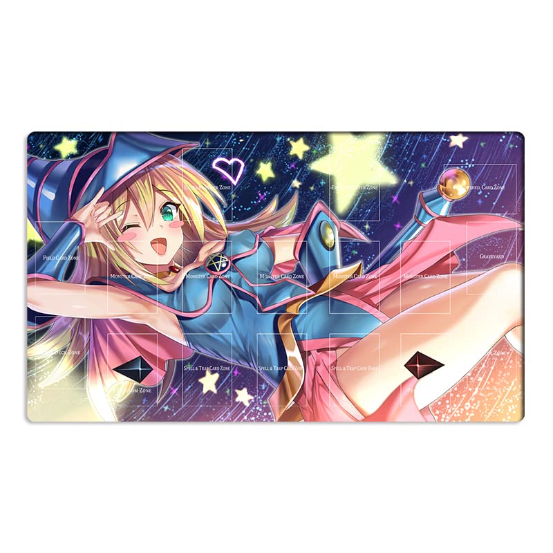 Mlikemat New Dark Magician Girl Playmat Trading Card Game Play Mat with Zones + Free Bag (ZD014-06-A)