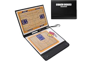 Firelong Haploon Basketball Coaching Board Coaches Tactics Clipboard Kit, Portable Strategy Coach Board,PU Leather Cover, Dry-Erase Strategy Magnetic Clipboard with NotePage (Black)