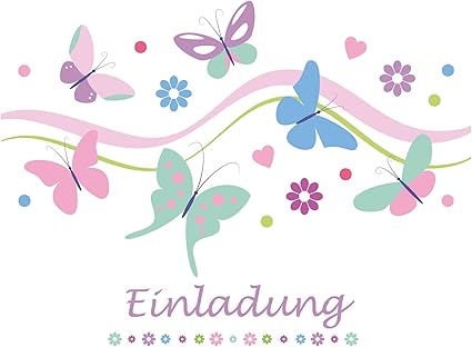10 Biglietti Di Invito Per Compleanno Con Motivo A Farfalle Adatte Per Bambine E Ragazze Con Scritte In Lingua Tedesca Amazon It Cancelleria E Prodotti Per Ufficio