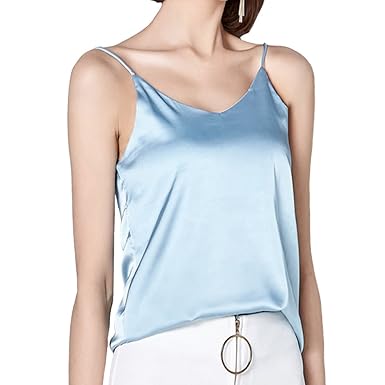 HONFON Damen Satin V-Ausschnitt Top Camisole Leibchen Spaghetti Strap Tank Tops Shirts Für Hochzeit Partei Beiläufig Leben