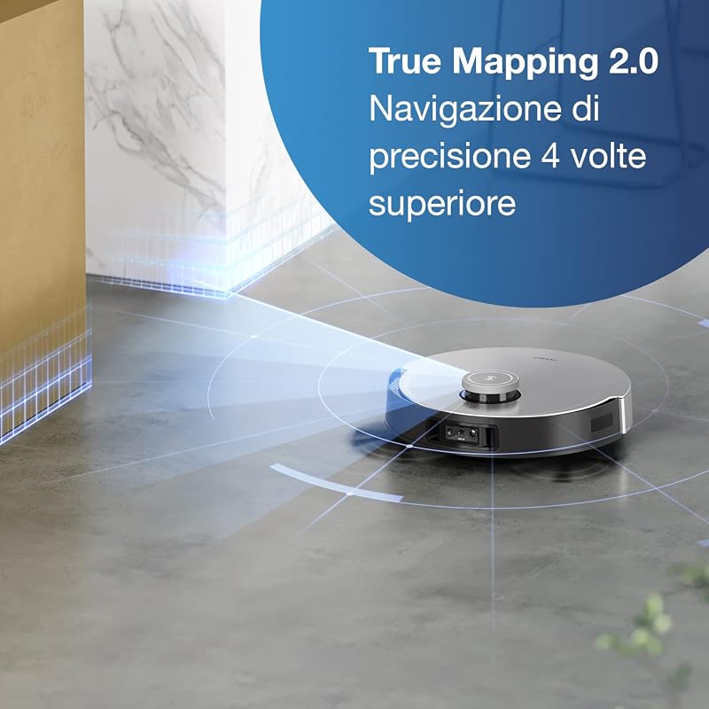 DEEBOT X1+ Robot Aspirapolvere con Funzione Mopping e Stazione di Aspirazione Automatica 3.2L, 5000pa, Evitazione Ostacoli 3D e Mappatura, Design Jacob Jansen, Batt 5200mAh, Assistenza Vocale