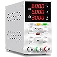 Kungber DC Power Supply Variable, 60V 5A Adjustable Switching Regulated DC Bench Power Supply with High Precision 4-Digits LED Display, 5V/2A USB Interface, Coarse and Fine Adjustments (White)