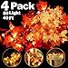 4 Pack Fall Decor Fall Garland with Lights Halloween Fall Decorations for Home, Total 40Ft 80LED Enlarged Maples Leaves Garland Fall Lights Battery Operated Thanksgiving Decor Indoor Outdoor Christmas