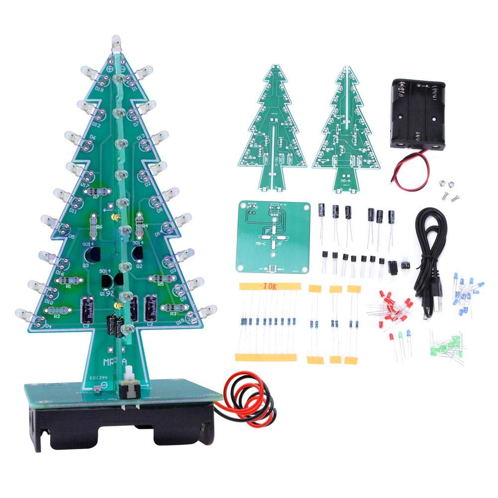 3D Christmas Tree LED Electronic Circuit Kit for Assembly with Colorful Lights Stereo Holiday Decor for Home and Office