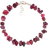 Red Spinel Raw Bracelet – Natural Rough Gemstone, Healing Crystal Jewelry for Women, 8 Inch Adjustable Gift for Her, AAA+ Quality