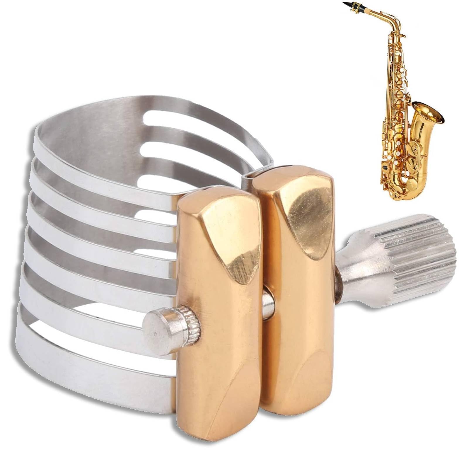 Stainless Steel Saxophone Ligature Silver Mouthpiece Sax Ligature Alto Saxophone Ligature Alto Saxophone Mouthpiece Ligature for Sax Mouthpiece Instrument (Alto)
