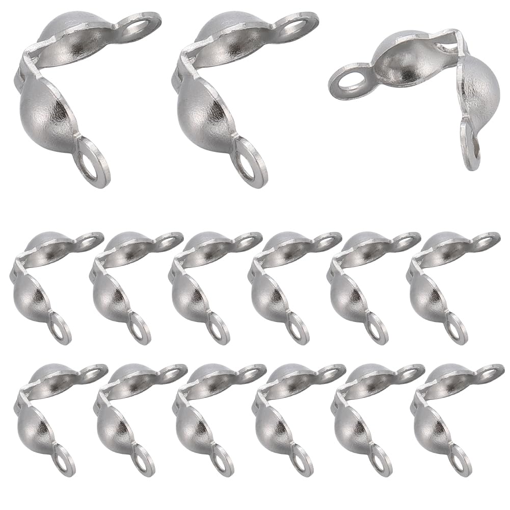 SUNNYCLUE 1 Box 400Pcs Knot Cover 304 Stainless Steel Bead Tips Crimp Bead Covers Bead Tip End Cap Knot Covers Small Knot Cover Beads Open Bead Tips Ends Caps for Jewellery Making Accessories Craft