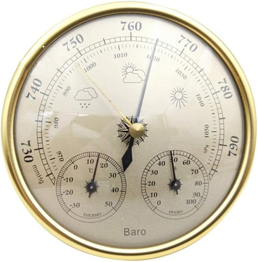 Set 4 Pezzi Stazione Meteo Nautica - Barometro, Termometro, Igrometro, Orologio | Ottone E Acrilico Per Barche, Yacht, Casa