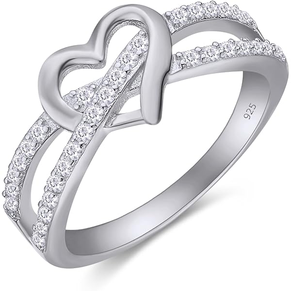 Anillo De Compromiso Con Zafiro Rosa Y Diamantes - Plata De Ley, Forma De Corazón, Talla Ajustable, Con Caja De Regalo