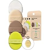 THE TOOL LAB Long-lasting Tension Puff 4P Set, Glow + Cover + Airy + Aqua, Liquid Cushion Foundation, Rubycell Makeup Sponge for Hydrating & Smooth Coverage, Korean Makeup (4P, 2.6 inch, Oval)