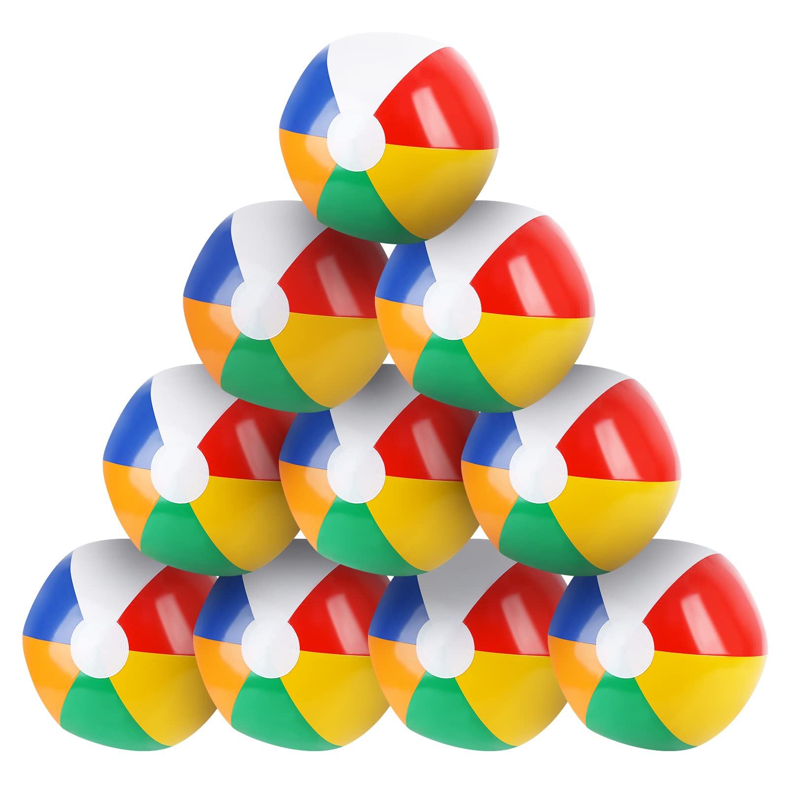 AIEX 13 Inch Diameter Inflatable Beach Balls Bulk 10 Packs, 6 Colored Beach Balls Beach Party Favor Toys for Kids Adults Summer Party Swimming Pool