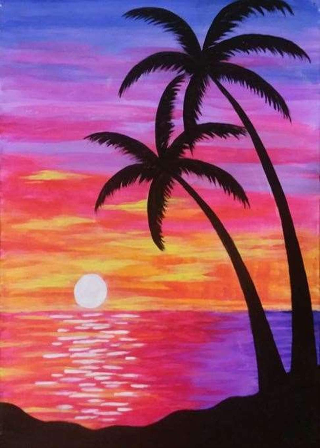 LIK DIY 5D Diamond Painting Kits for Adults Full Drill Diamond Paintings Canvas Wall Art Decor Rhinestone Bead Embroidery Kits Cross Stitch Crafts for Home Decor (Coconut Tree2)
