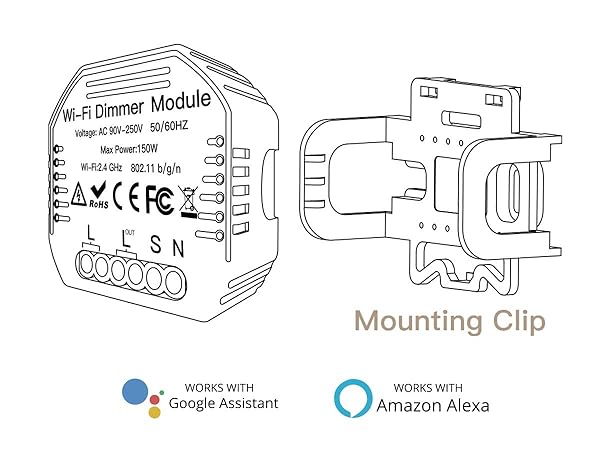 LEDLUX SH105 LED Triac Dimmer corte de fase con botn normalmente abierto 220 V 150 W Mdulo WiFi Smart con memoria y funcin desviador compatible con Alexa y Google Home