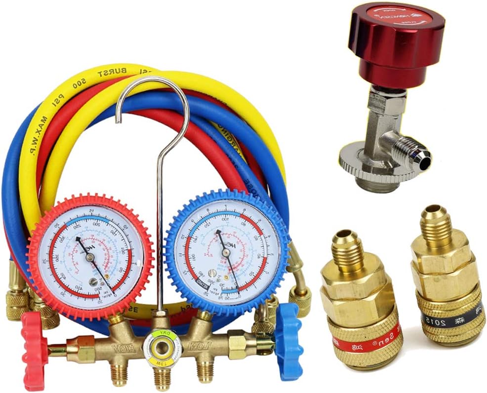 VIGORWORK R134a R12 R22 R404a A/C Manifold Gauge Set with Hose for Household/Automobile A/C Air Conditioning
