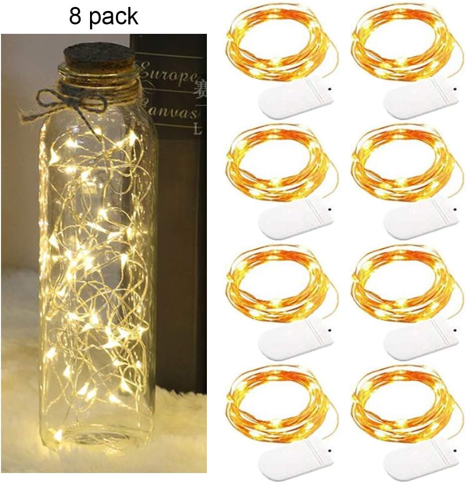 XINKAITE 8pcs Led String Lights Waterproof 7.2ft/20 LEDs Fairy Lights Battery Operated String Lights for Wedding, Home, Garden, Party, Christmas Decoration (Warm White)