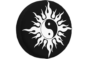 REVENEVER Spare Tire Cover for RV SUV Car Funny Black White Tai Chi Formation Print Waterproof Dustproof Tire Cover for JP Camper Travel Trailer Truck