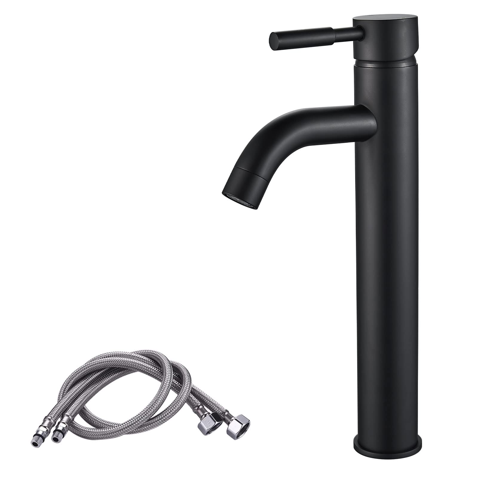 NewEast Black Tall Basin Tap, Single Lever Countertop Bathroom Sink Mixer Tap, High Rise Tap Faucet for Washroom
