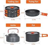Lixada Camping Cookware Kit 10 Piece Nonstick Set Pot Pan Cups Fork Spoon Kettle view 4