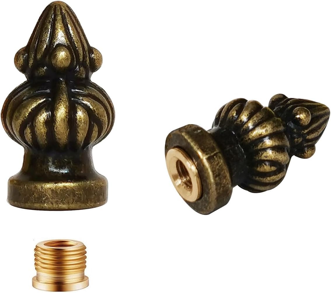 Photo 1 of 2 Pieces Lamp Shade Finial Tiffany Victorian Finials for Lamps, Retro Lamp Finial Decoration with Dual-Thread Screw for Table Lamps or Floor Lamps(Antique Brass)