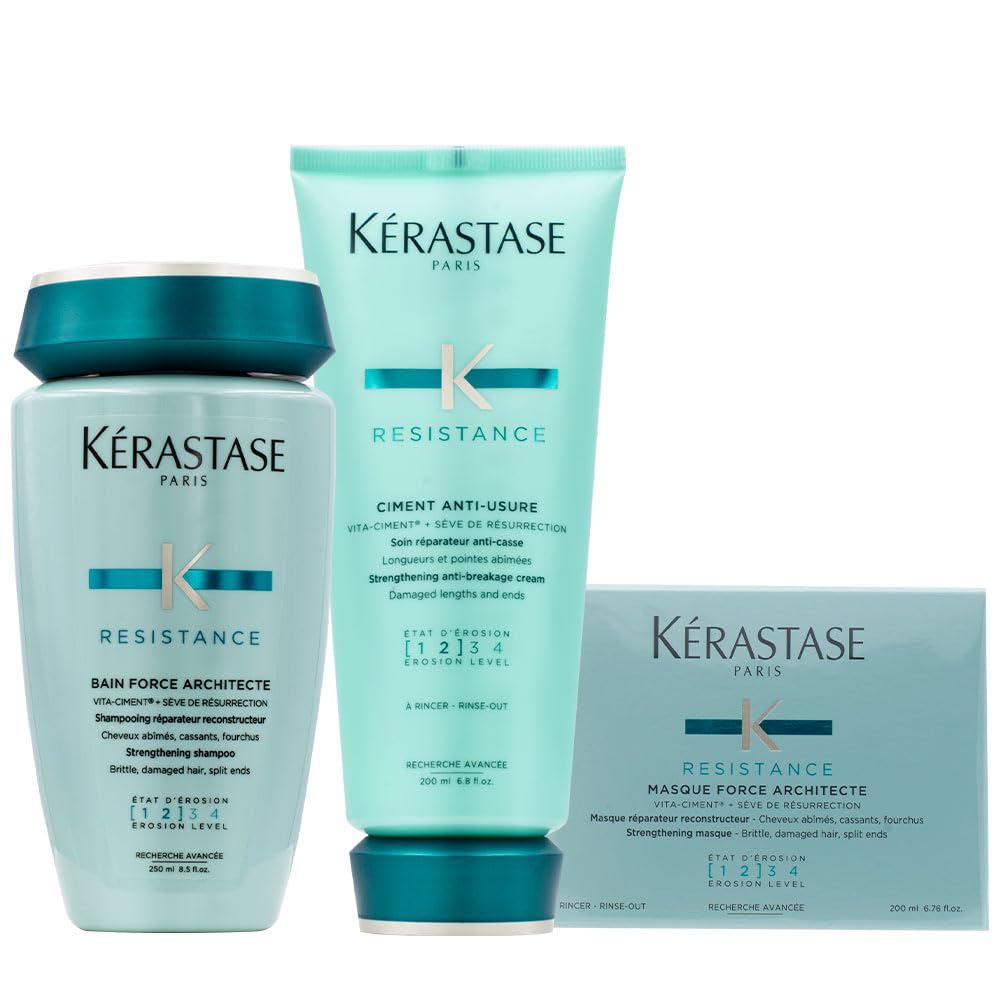 Kerastase Resistance Bain Force Architecte, Ciment Anti-Usure & Masque Force Architecte Pack