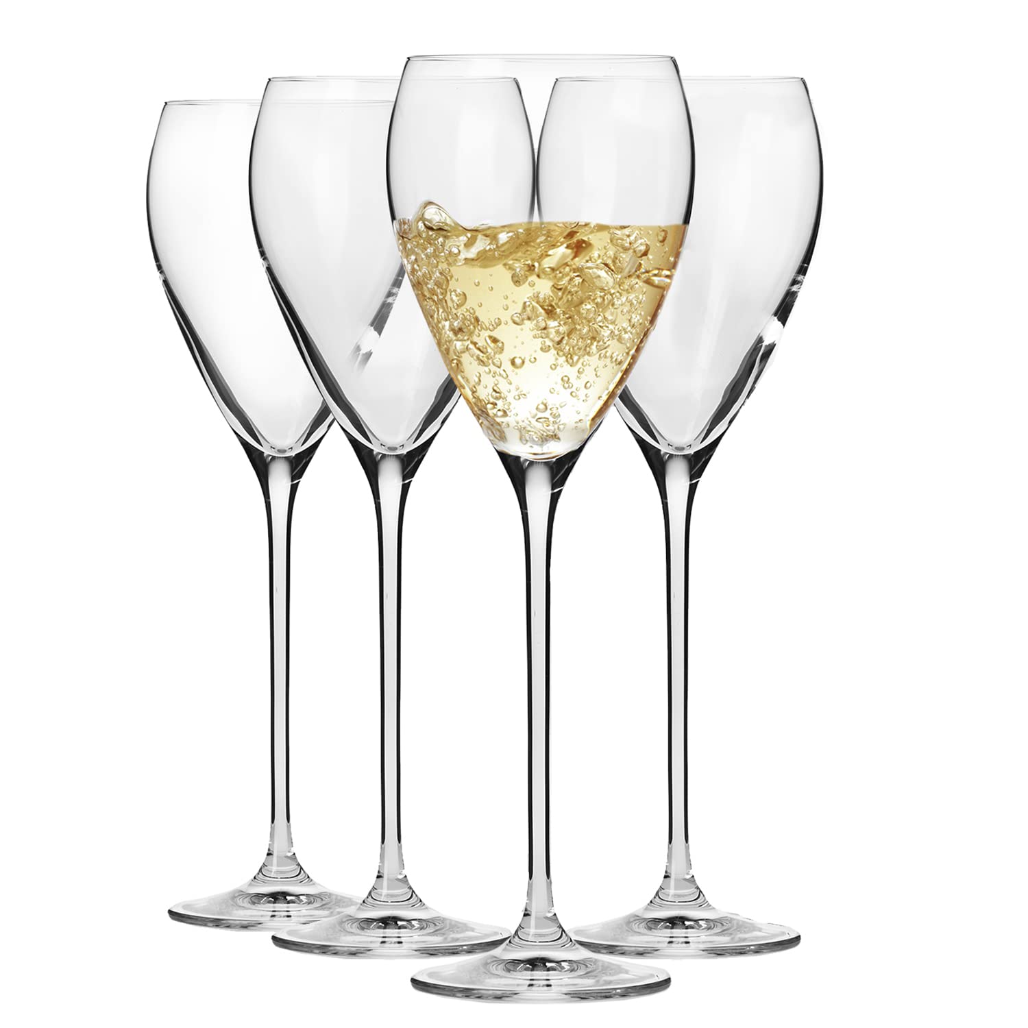 Krosno - Perla White Wine Glasses 4 x 280 ml | Wine Glasses 4 Set | Wedding Gift | Dishwasher Safe | Crystalline Glass | Lead Free Glass | Durable | Scratch Resistant | Gift Idea