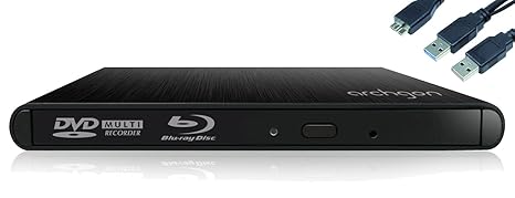 Archgon Externer Blu-ray Player Combo USB 3.0 BDXL M-Disk DVD Style, Tray Load disc Drive Panasonic UJ-172, Aluminium schwarz