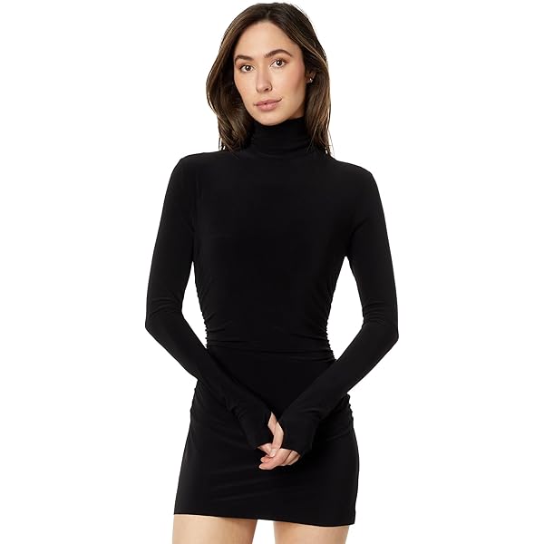 Norma Kamali Women's Long Sleeve Slim Fit Turtleneck Pickleball Dress, Black, X-Small at Amazon Women's Clothing store Norma Kamali Women's Long Sleeve Slim Fit Turtleneck Pickleball Dress, Black, X-Small at Amazon Women's Clothing store