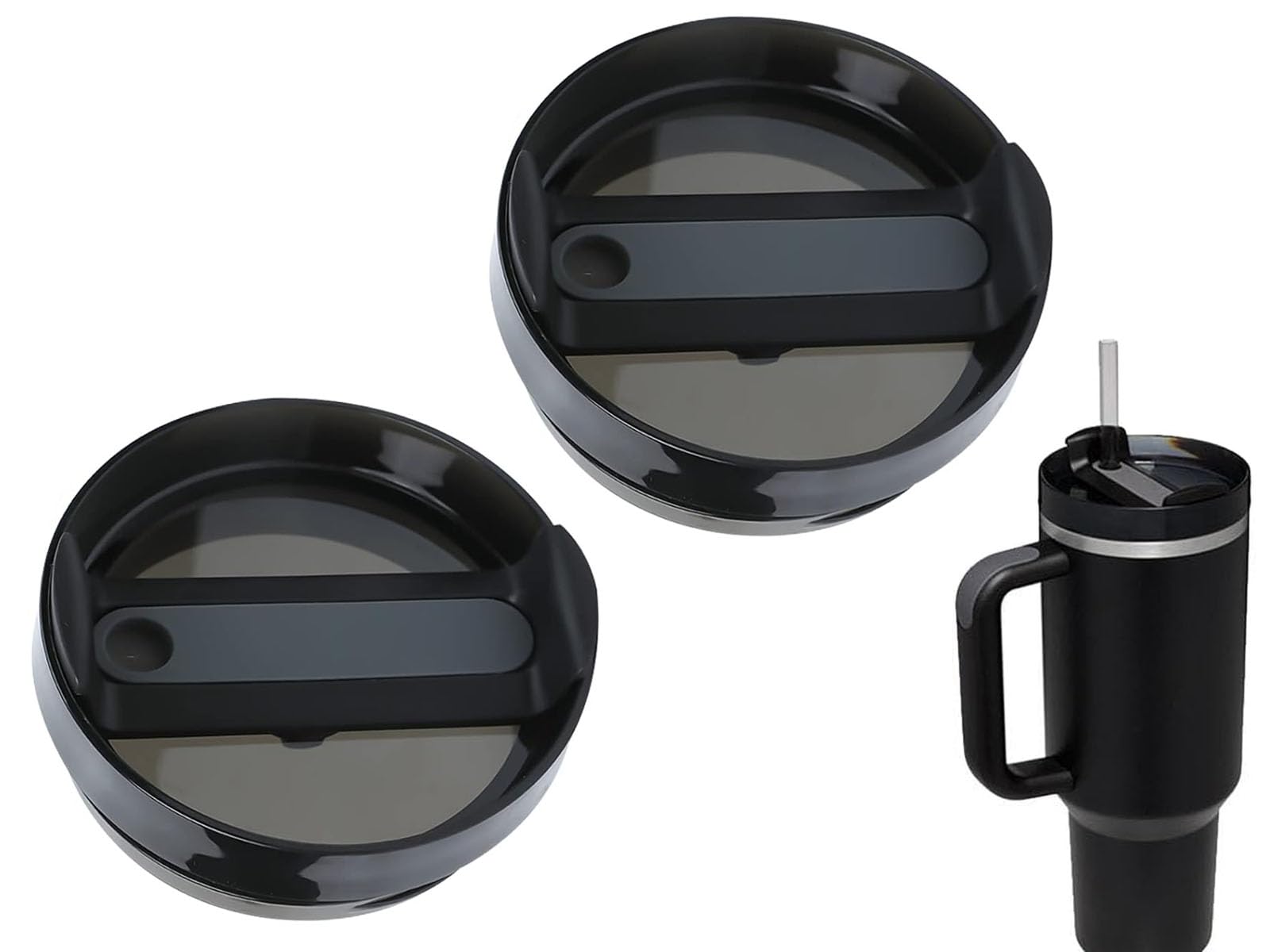 Photo 1 of 40oz Tumbler Lids Replacement for Stanley Cup,Replacement Spill Proof Splash Resistant Tumbler Lids Reusable Tumbler Cover for Stanley and More Coffee Mugs (Opaque black)