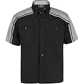 BIKER WEAR USA Men’s Work Shirt- Mechanical/Industrial Work Shirt with Reflective Horizontal Lining