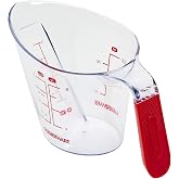 Farberware Professional 1-Cup Angled Measuring Cup - Red, 8 Oz | Durable Plastic Liquid Measuring Tool with Top View Design, Easy-Read Markings, Dishwasher Safe for Cooking &amp; Baking