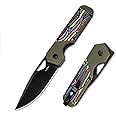 Kizer Militaw EDC Pocket Knife, 3.36'' Nitro V Blade Folding Knife, Stylish G10 Handle with Pocket Clip, Thumb Hole & Front Flipper Opener, Camping Hunting Knife for Men Women Gift V3634A3