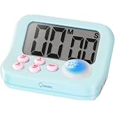 dretec pomodoro Timer, Productivity Timer, for Studying,exam, for Kids, Large Display, Large Button, Blue