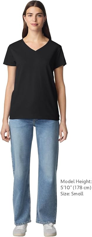 Lot de 2 t-Shirts à col en V en Coton épais pour Femme, Noir, XX-Large