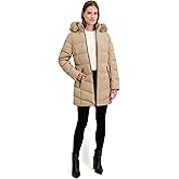 Laundry by Shelli Segal Women's Stretch Quilted Puffer Jacket– Winter Coat, Zip-off Hood Turnback Faux Fur