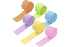 6 rolls of light-colored crepe paper ribbons. Light-colored crepe paper is used for party, wedding, birthday, and decorative 