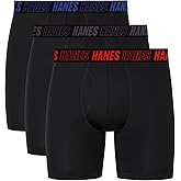 Hanes Men's Moves Anti-Chafe Undewear Boxer Briefs Pack, Total Support Pouch, Cooling (Trunks Avail)