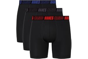 Hanes Men's Moves Anti-Chafe Undewear Boxer Briefs Pack, Total Support Pouch, Cooling (Trunks Avail.)