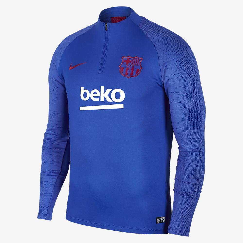 NIKE Dri-Fit FC Barcelona Men's Football Training Shirt, Mens, Football Training Jersey, AO5159, Blue (Lyon Blue/Lyon Blue/Intense Red/Noble Red), XXL